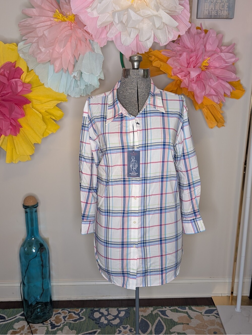 2126 - Chaps No Iron Plaid Button-Up Shirt Dress